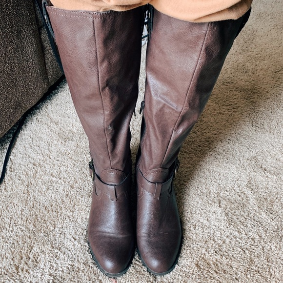 Rampage Brown Knee-High Boots - Picture 4 of 11